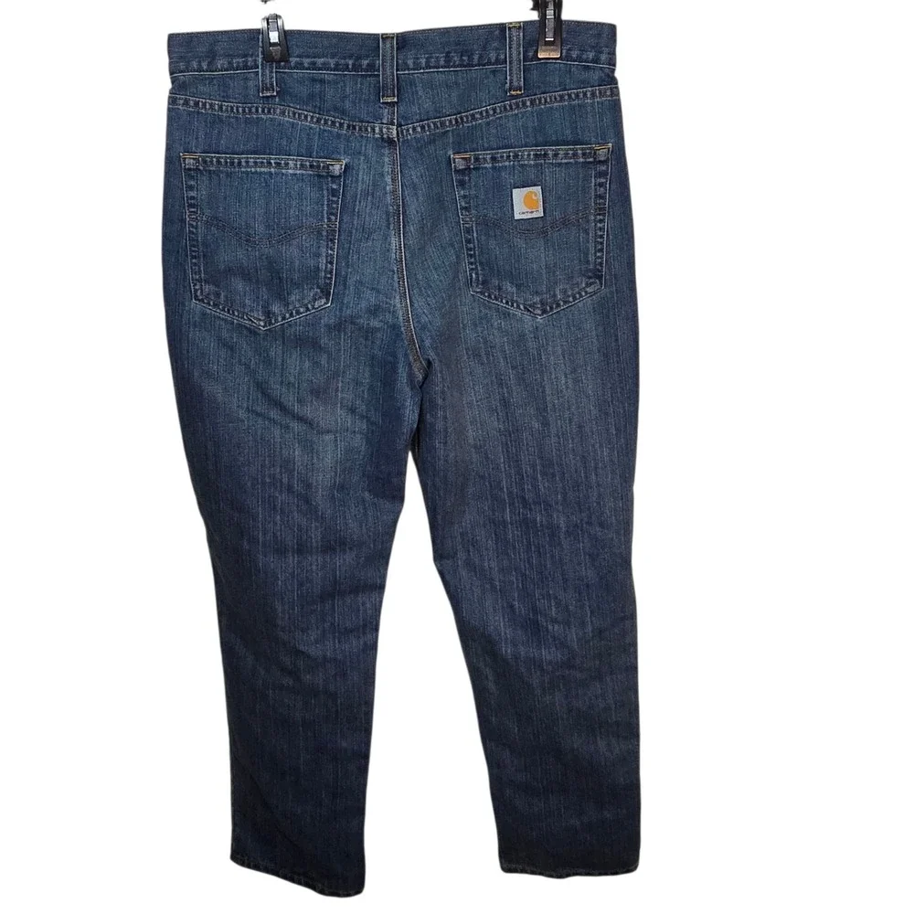 Carhartt Mens Relaxed Fit‎ Jeans 38x32 Medium Wash Denim Pants Workwear Casual